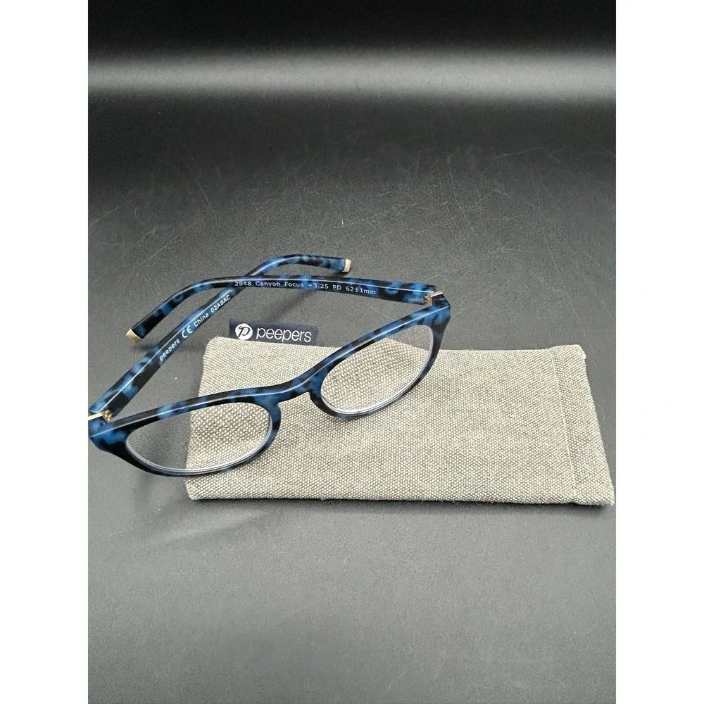 Peepers Canyon Bluelight Reading Glasses +3.0 Blue Tortoise Frame
